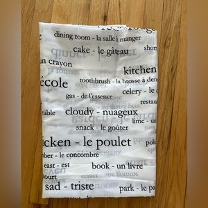 NWOT Shower Curtain with French/English Words